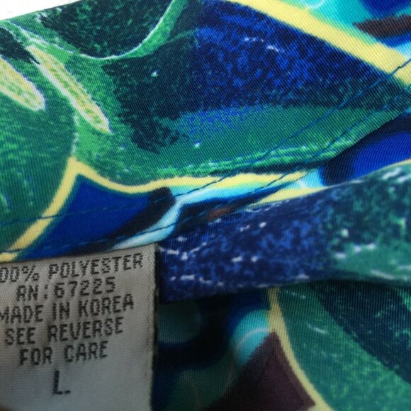 Vintage Pineapple Connection Mens Hawaiian Shirt Size Large Blue Green Floral - Picture 4 of 7